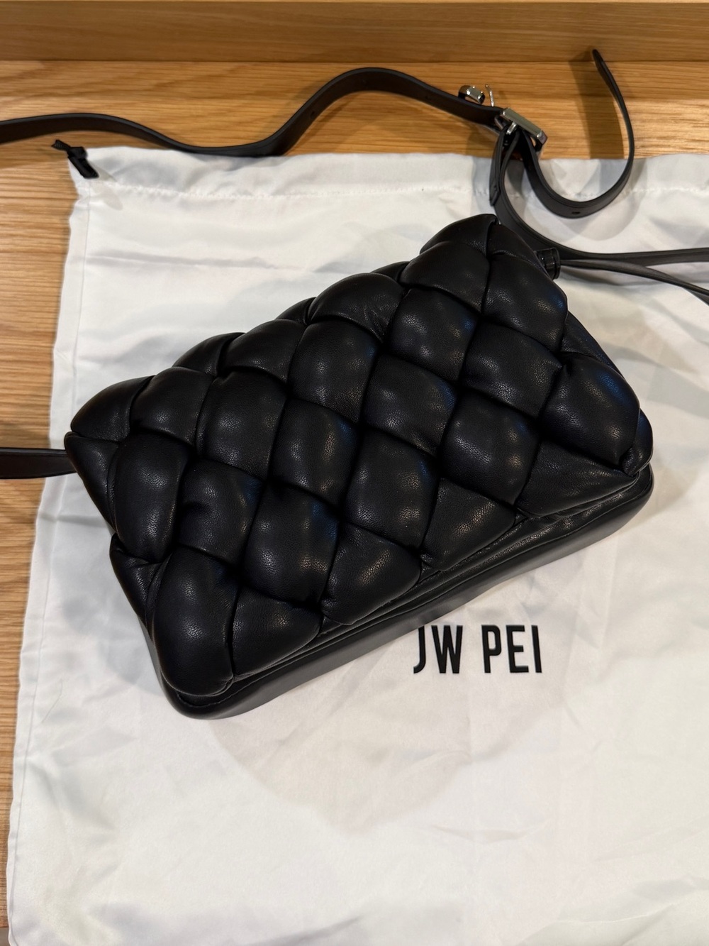 JW PEI Black Quilted Crossbody Bag